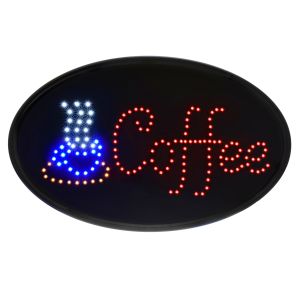 Alpine Industries Led Coffee Sign, Oval, 23 X 14